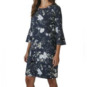 Old Navy Dark Gray Floral 3/4 Ruffle Sleeve Sheath Dress Size XS